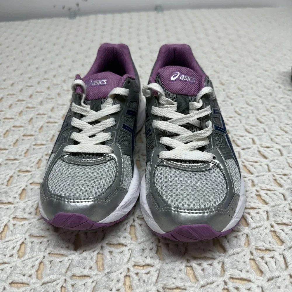 Asics Womens Running Shoes Sneakers Size 7.5 Gray Gel Contend 4 T765N